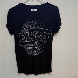 Lauren Moshi Black Women's Disco Graphic T-Shirt size-XS